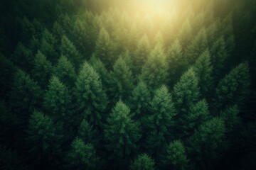 Poster - Pine forest aerial view