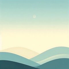 Wall Mural - minimalist landscape featuring rolling hills