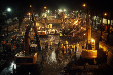 Sticker - Workers are making foundation works