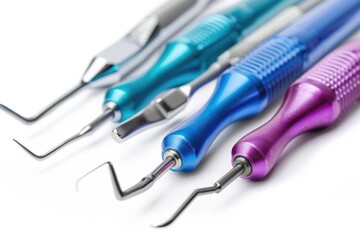 Aufkleber - A collection of different colored tools arranged on a white surface, ideal for use in still life photography or as a decorative element