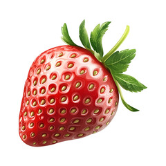 Fototapete - Realistic delicious ripe strawberry with green leaves isolated on a transparent background, red strawberry, fruit, Juicy Strawberry