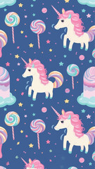 Poster - Whimsical unicorn candy pattern