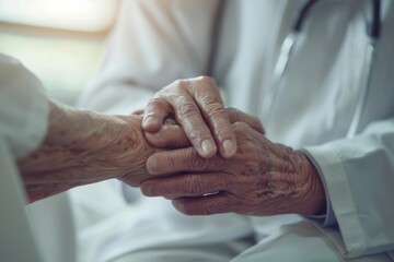 Poster - A close-up shot of a person grasping another person's hand, conveying a sense of support and togetherness
