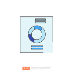Poster - Blue pie chart on white background. Infographic, statistics, data, analysis, business, presentation, report, graph, chart, diagram.