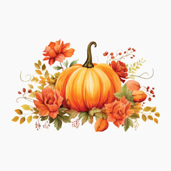 Wall Mural - Autumn pumpkin floral arrangement