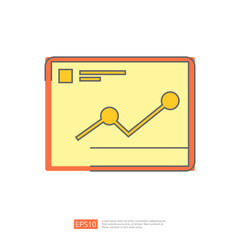 Poster - Line art illustration of a graph on a whiteboard, symbolizing growth and progress.  Perfect for business, finance, and marketing visuals.