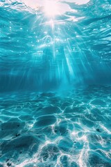 Poster - A beautiful sunny day with the sun shining brightly through the water's surface, perfect for a calm atmosphere