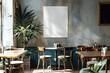 © dashtik - Modern Cafe Interior with Blank Art Canvas on Wall