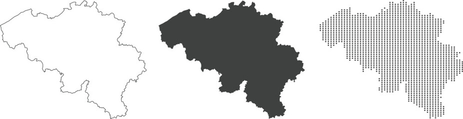 Belgium map in outline style, grey color, dotted style