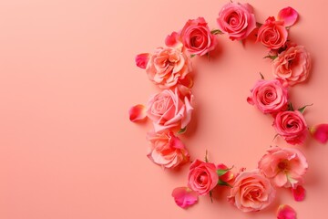 Poster - A beautiful floral arrangement with pink roses against a pink backdrop