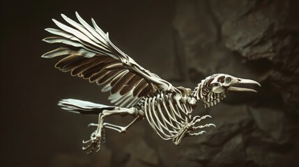 Poster - artistic depiction of a bird's skeleton, highlighting the lightweight bones that contribute to fligh