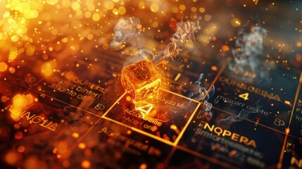 Fototapete - Artistic depiction of the periodic table highlighting the concept of atomic number and mass number,