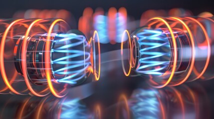 Poster - Artistic representation of a capacitive reactance circuit, illustrating how capacitors influence the phase and amplitude of AC signals.