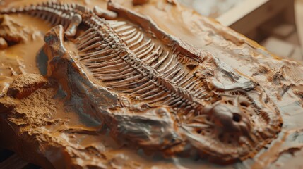 Poster - illustration of a fossil mold and cast, showing how a detailed replica of a fossil is created from t