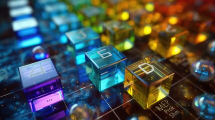 Fototapete - Illustration of the periodic table with emphasis on element classification by atomic structure, including s, p, d, and f blocks