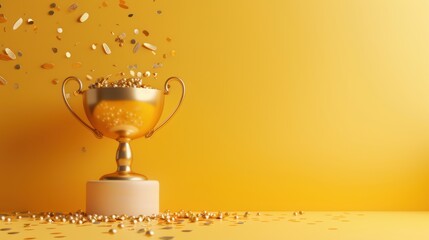 Wall Mural - A golden trophy placed on a pedestal, symbolizing excellence and recognition in an academic or professional field.