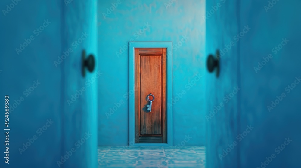 An intriguing image of a door slightly ajar, revealing a glimpse of a
