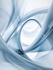 Poster - An abstract 3D background with spiraling shapes and soft lighting effects, offering a futuristic feel. The composition features plenty of copy space at the top.