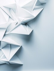 Poster - an abstract 3d background with layered, polygonal shapes and subtle lighting effects. ample copy spa