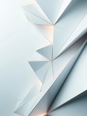 Poster - An abstract 3D background with layered, polygonal shapes and subtle lighting effects. Ample copy space is provided on the left side.