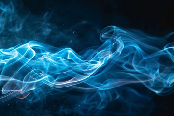 Canvas Print - Blue smoky swirls on dark backdrop of incense vapors.