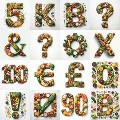 Healthy food Lettering Typeface. AI generated illustration