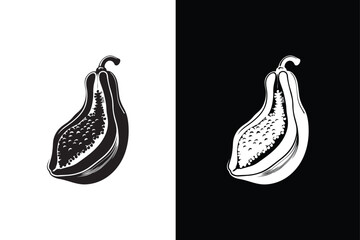 Wall Mural - papaya Solid icon. Papaya icon silhouette. Simple illustration of papaya vector black white