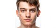 © kansak01 - Before-and-after split-screen portrait of a young adult's face showcasing drastic improvement in acne-prone skin after successful treatment, isolated on a clean white background.