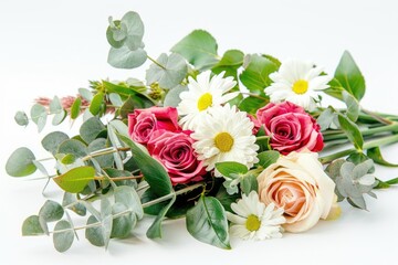 Poster - A collection of fresh flowers arranged on a flat surface