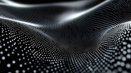 Poster - Abstract Wavy Pattern of White Dots on Black Background