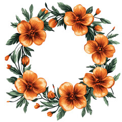 Orange Flower Wreath Illustration