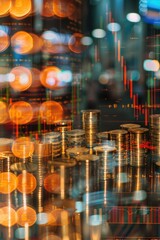 Poster - A pile of coins sits on a table, suitable for financial or economic concepts