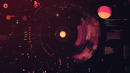 Poster - Abstract top view of a data visualization interface, with ample copy space on the right.