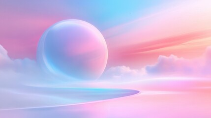Canvas Print - a large, colorful sphere is floating in the sky above a pink