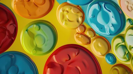 Poster - Close-up shot of a colorful wall featuring many circular patterns
