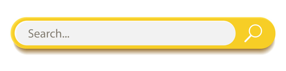Wall Mural - 3d search bar internet browser engine yellow color isolated on white background for ui design, websi