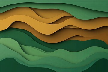 Sticker - A green and brown paper wave with a brown and green background