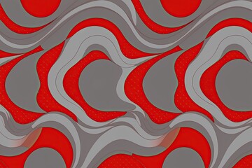 Poster - Modern Bright Red Wave and Dot Pattern in Sleek Design