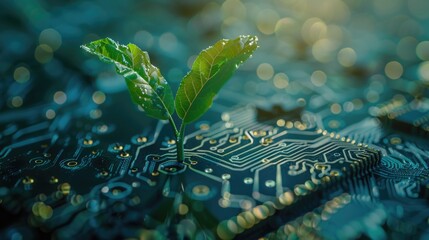 Aufkleber - A small plant growing out of a circuit board