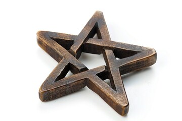 Poster - A simple wooden star on a clean white background, great for minimalist designs and themes