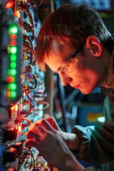 Aufkleber - A person works on a electronic circuit board in a professional setting