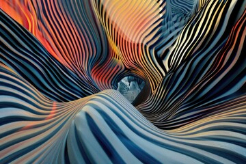 Aufkleber - A person stands inside a vibrant, swirling tunnel with bright colors and patterns