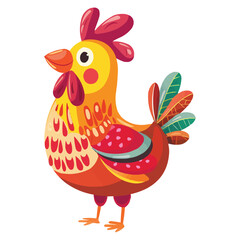 Wall Mural - Cute Happy cartoon Chicken vector