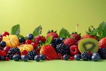 Aufkleber - A colorful arrangement of fresh fruits on a table, perfect for snacking or decoration