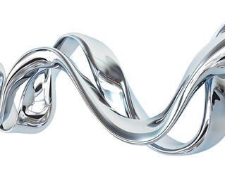 Poster - Abstract Liquid Metal Swirling on a Transparent Background, Abstract Silver Design with Metallic Sheen, Fluid Abstract Design in 3D, Abstract Metal Swirl with Reflection