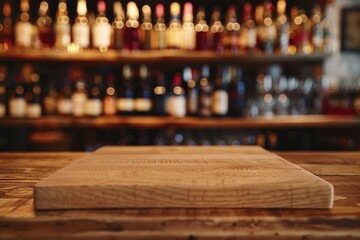 Poster - A simple wooden cutting board placed on a wooden table, great for chopping vegetables and preparing meals