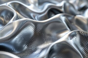 Poster - Close-up shot of a shiny silver fabric texture