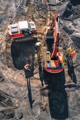 Poster - A group of workers gathered near the construction site