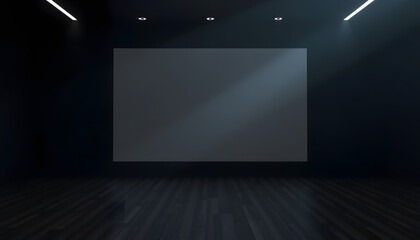 Wall Mural - Blank digital screen in dark interior room. 3D Rendering isolated with white highlights, png