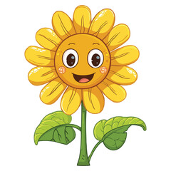 Canvas Print - Cute Happy cartoon Sunflower vector